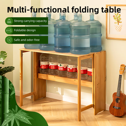 Bamboo Folding Desk, Space-Saving Computer Desk for Small Spaces, Foldable Study Table for Bedroom, Home Office, Dorm, Apartment, Natural Color image 6