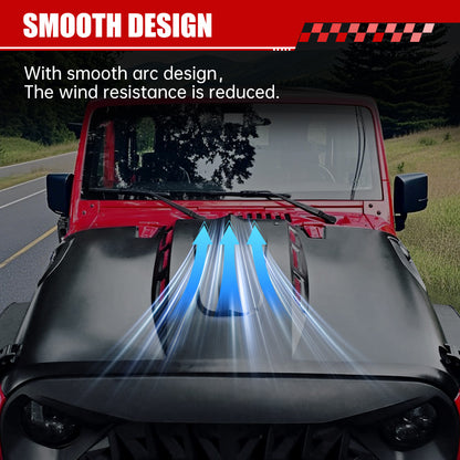 The Avenger Style Replacement Hood Compatible with 2007-2017 Jeep Wrangler JK JKU Unlimited Rubicon Black image 6
