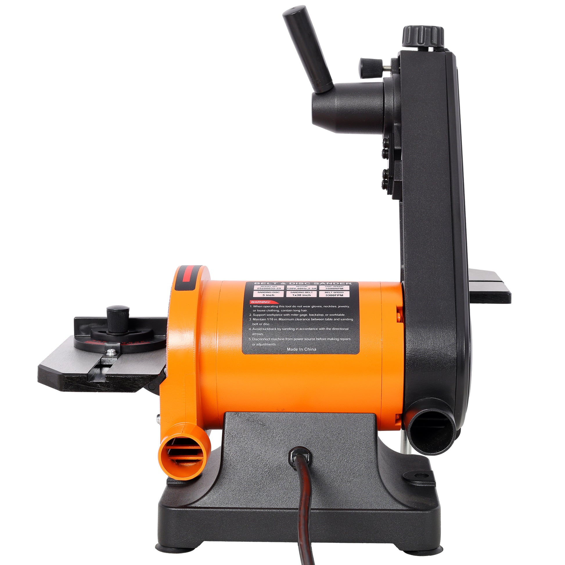 1x30 Inch Bench Belt Sander with 5 Inch Disc with Wrench Storage and Easy Belt Cover Off,Benchtop Belt Disc Sander image 2