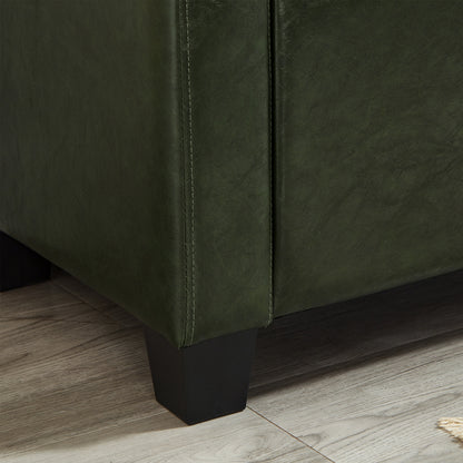 48" Ottoman Bench with Storage, Bench for Bedroom,Living Room,Hallway, Upholstered Tufted Faux Leather PU Ottoman Dark Green image 10