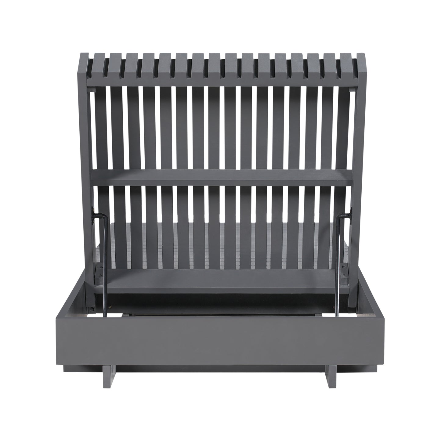 Dark Gray Acacia Solid Wood Outdoor Chaise Lounge with Cream Water-Repellent Cushion, 400lbs Capacity, Modern Patio Sun Lounger for Garden, Poolside image 12