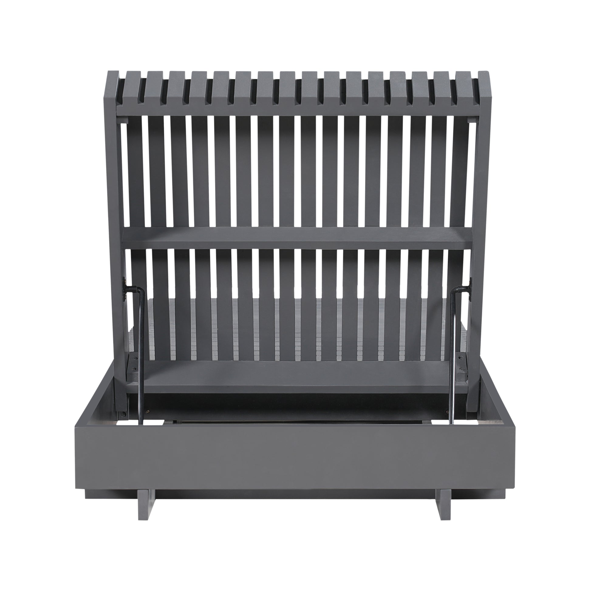 Dark Gray Acacia Solid Wood Outdoor Chaise Lounge with Cream Water-Repellent Cushion, 400lbs Capacity, Modern Patio Sun Lounger for Garden, Poolside image 12