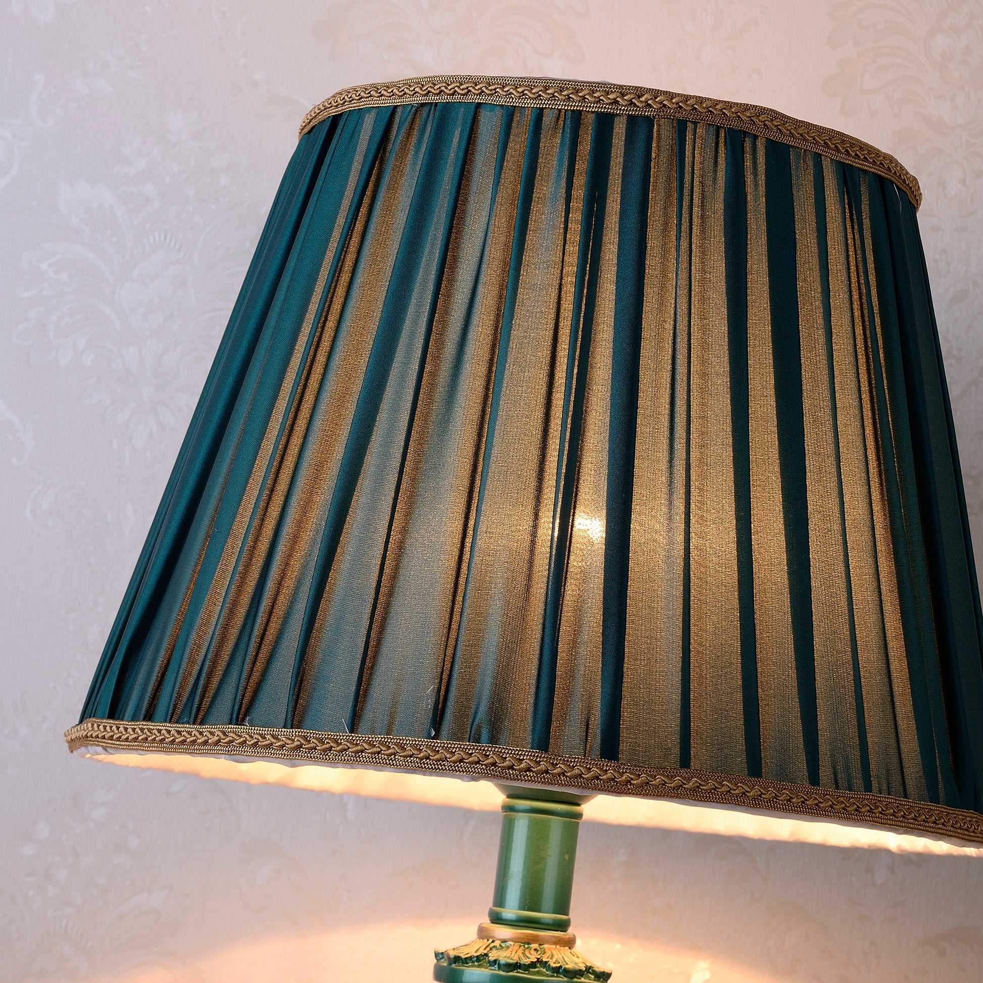 Farmhouse Table Lamps for Living Room Bedroom, Vintage Table Lamp with Nightlight (BULB INCLUDED), Dark Green Hollow Out Resin Lamp for End Table image 3