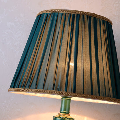Farmhouse Table Lamps for Living Room Bedroom, Vintage Table Lamp with Nightlight (BULB INCLUDED), Dark Green Hollow Out Resin Lamp for End Table image 3
