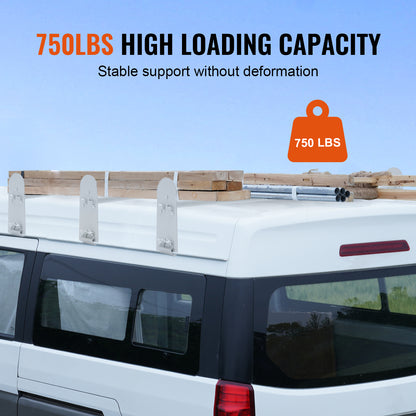 Van Roof Ladder Rack, 3 Bars Alloy Steel Roof Racks, 750 LBS Capacity Rain-Gutter Roof Rack, Adjustable Length 40.2" to 74.8", Van Ladder Rack Compatible with Chevrolet Express, GMC Savana, etc image 8