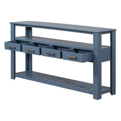U_STYLE 61.5''Large Entryway Table with 4 Drawers,Painted Console Table with 3-Tier Open Shelves and Metal Handles,Versatile Hallway Sofa Table for Living Room, Bedroom, Foyer and Kitchen image 10