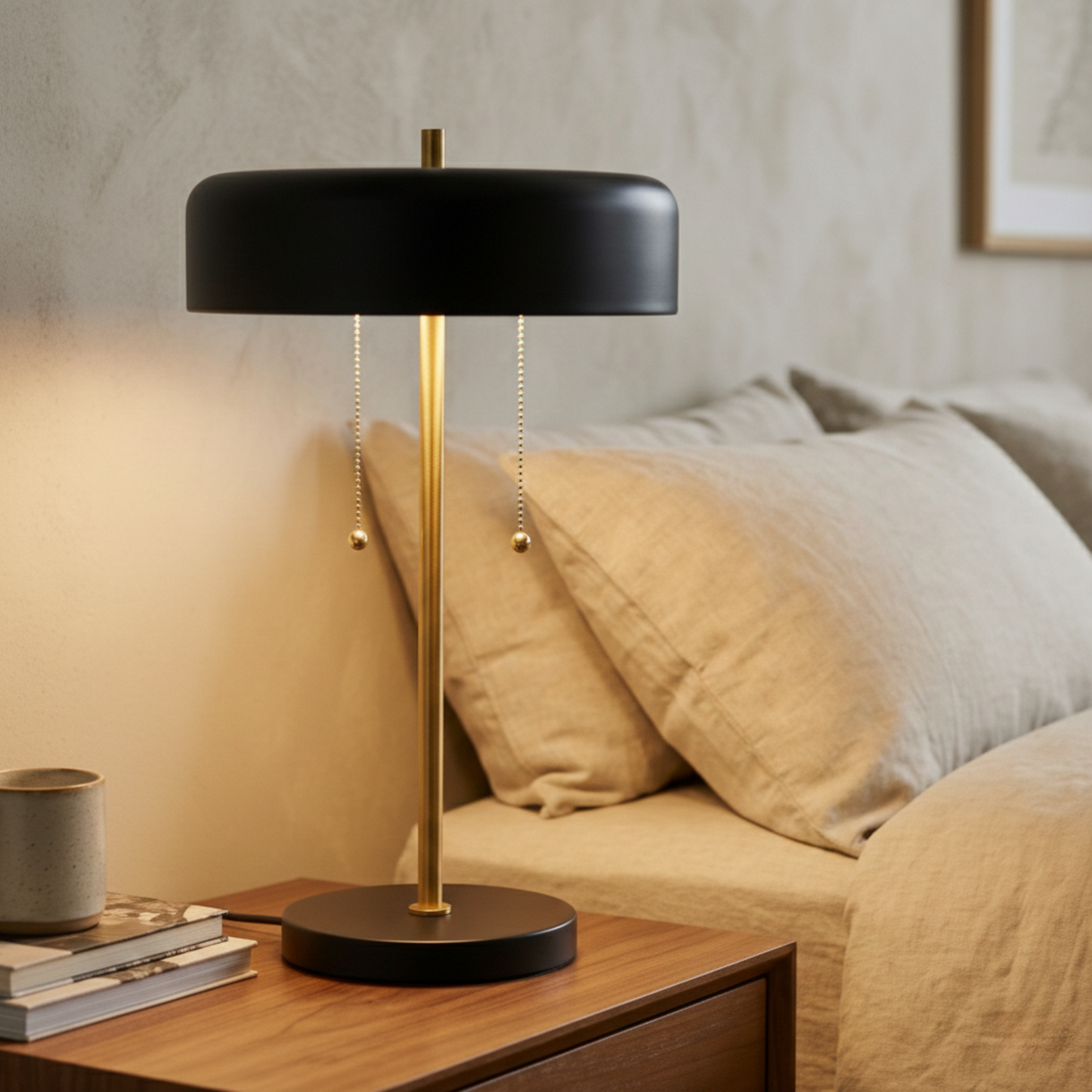 Bedroom Table Lamp Nordic Home Creative Romantic Warm Study Room Desk Bedside Lamp, Obni Table Lamp with Black outer and White inner 110~120V image 1