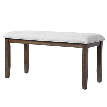 Upholstered Bench for Bedroom End of Bed,38-inch Entryway Bench for Living Room,Dining Bench with Padded Seat and Solid Wood Leg for Kitchen Bedroom,Indoor and Hallway (Bench, Beige+Brown) image 8