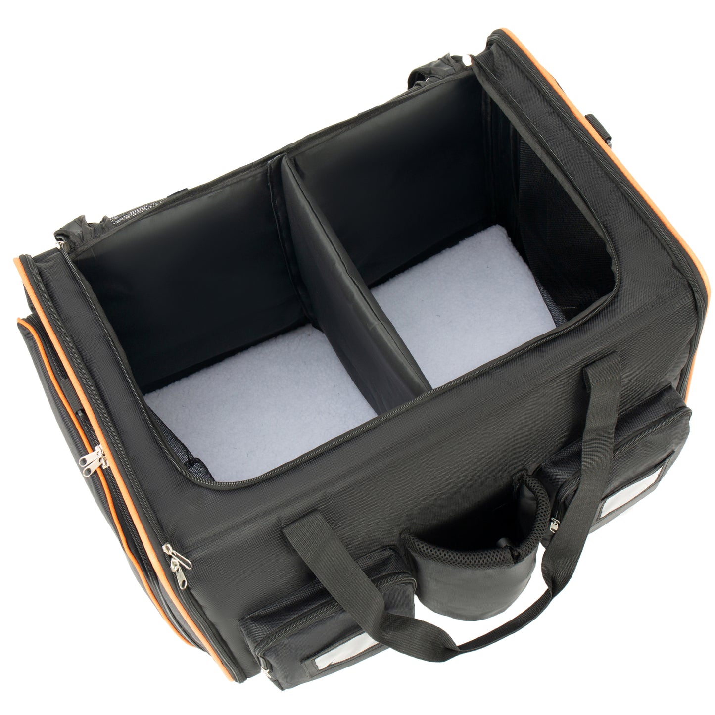 2 in 1 Large Cat Carrier for 2 Cats, Rolling Pet Carrier with Wheels, Expandable Foldable Double Pet Carrier with Removable Divider, Breathable Mesh Oxford, Cat Travel Crate for Car/Camping/Vet, Black image 12
