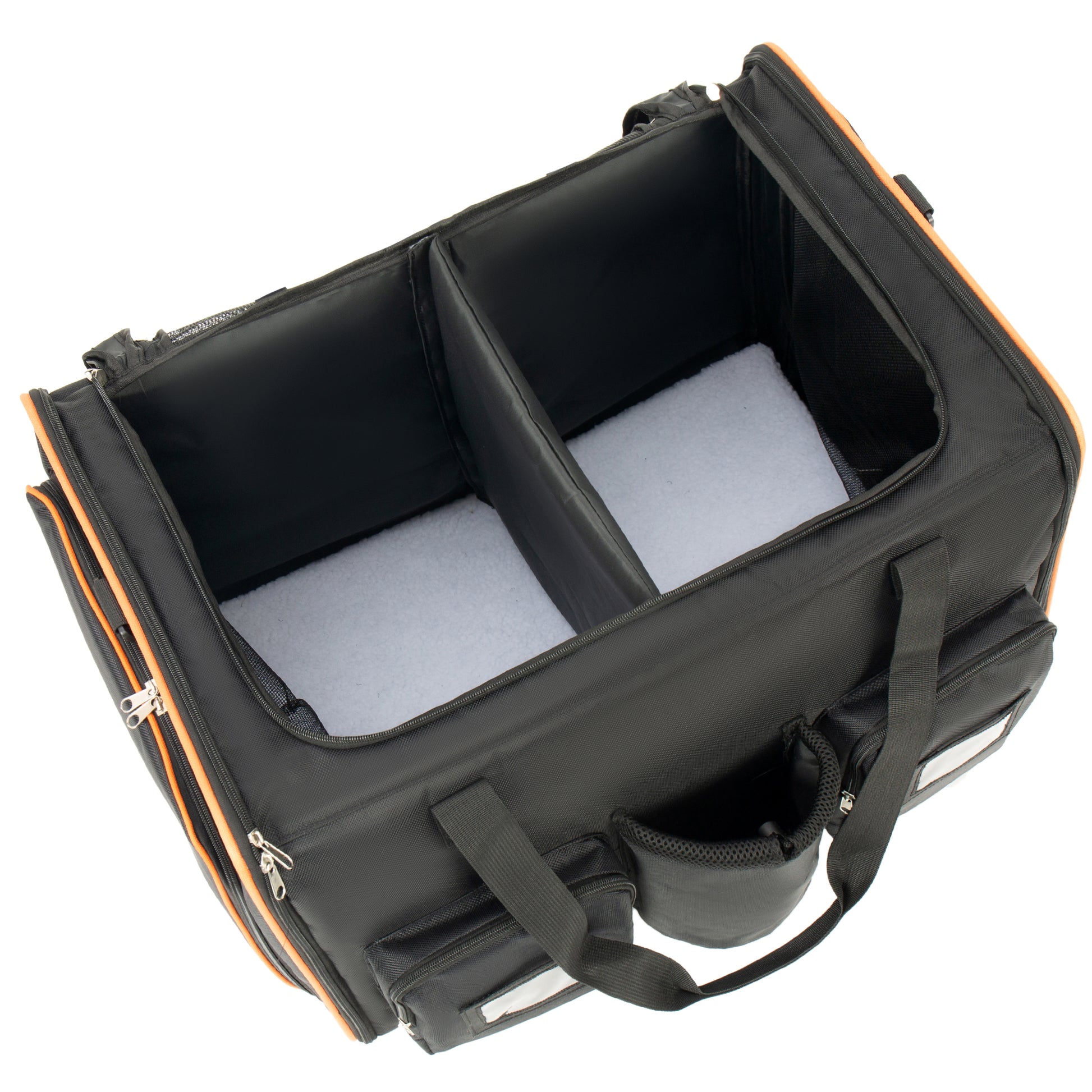 2 in 1 Large Cat Carrier for 2 Cats, Rolling Pet Carrier with Wheels, Expandable Foldable Double Pet Carrier with Removable Divider, Breathable Mesh Oxford, Cat Travel Crate for Car/Camping/Vet, Black image 12