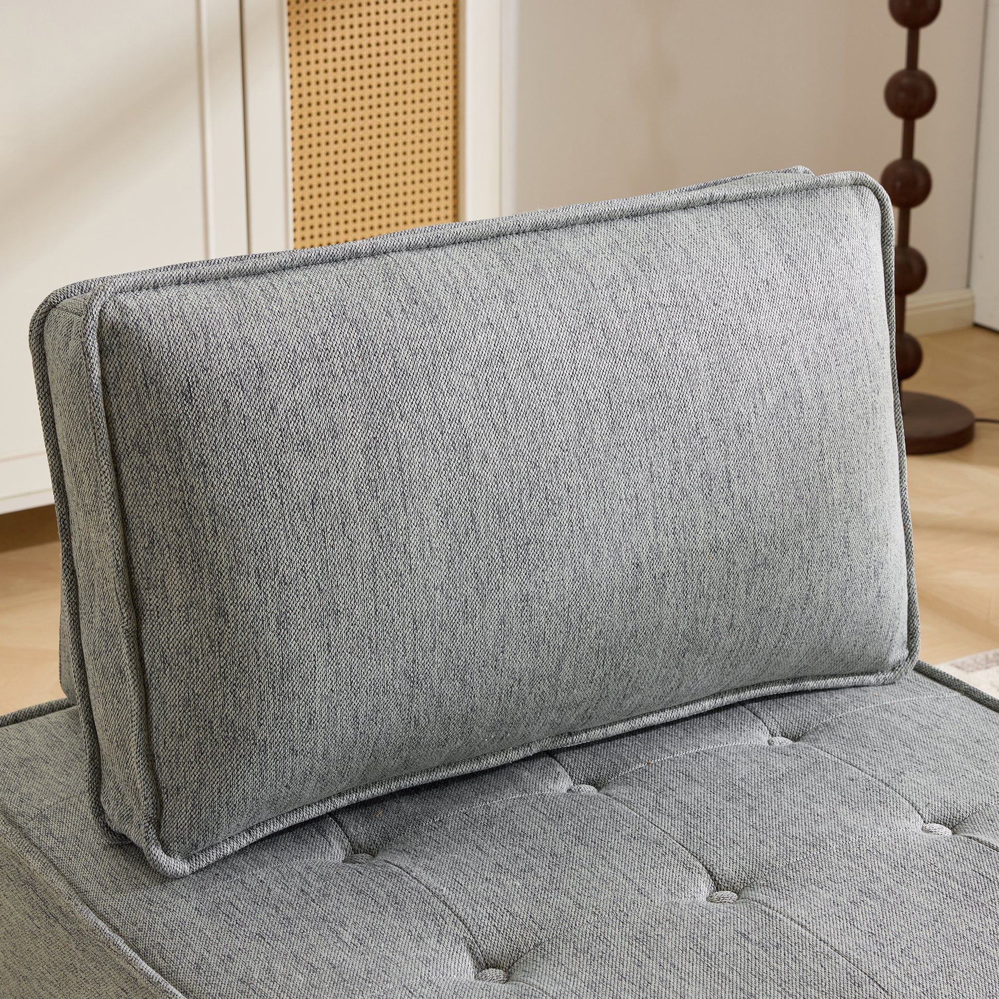 The light gray linen wooden frame sofa can be freely spliced, meeting various needs such as in small apartment living rooms and adapting to various decoration styles." image 12