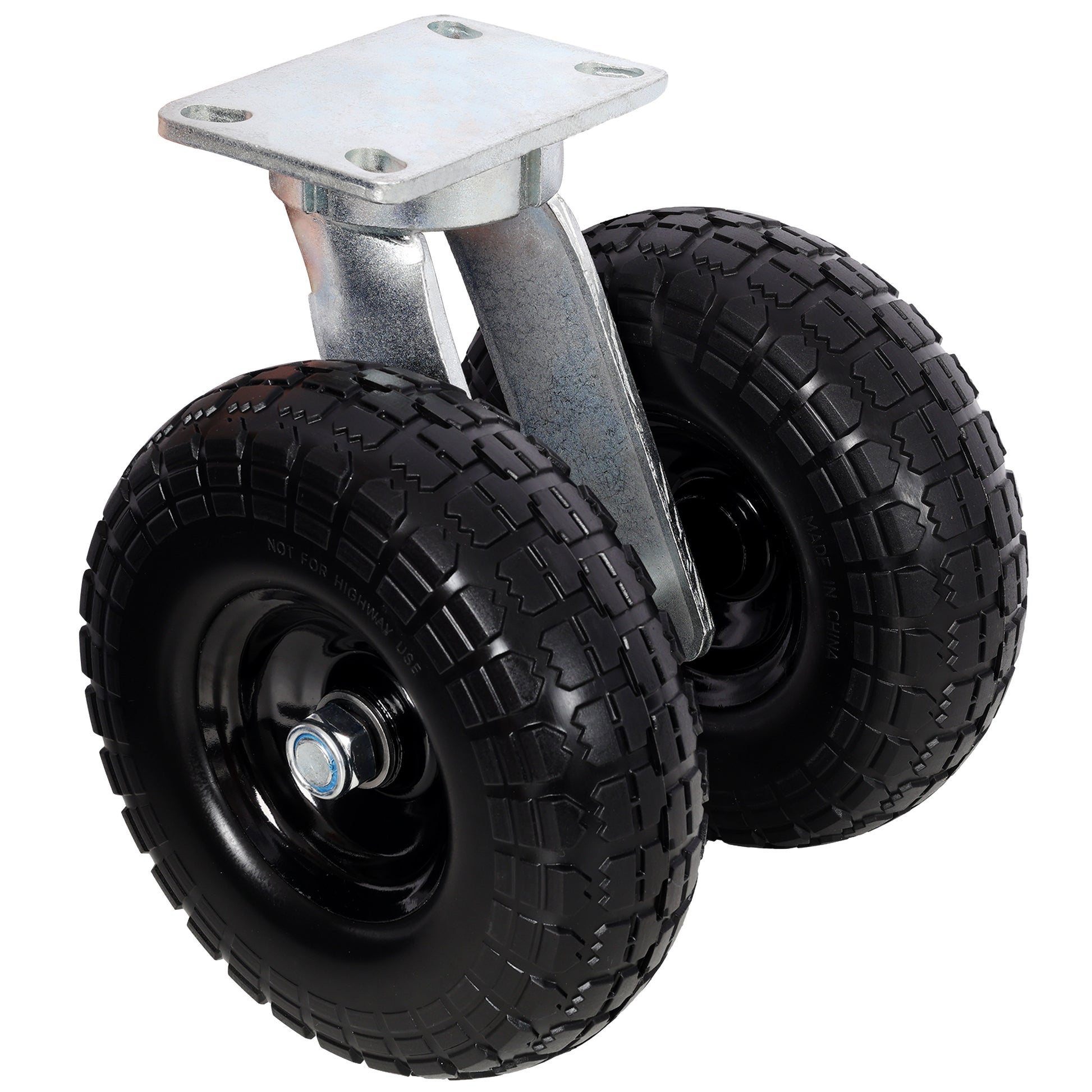 10 inch dual wheel swivel caster top plate detail