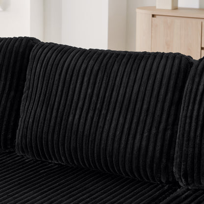 U shape Modular Sectional Sofa, Compressed Sectional Sofa Modern Minimalist Style Corduroy Couch, Sleeper Sofa for Living Room, Bedroom, Comfy Compressed Sofa Couch Space-Efficient,BLACK image 4