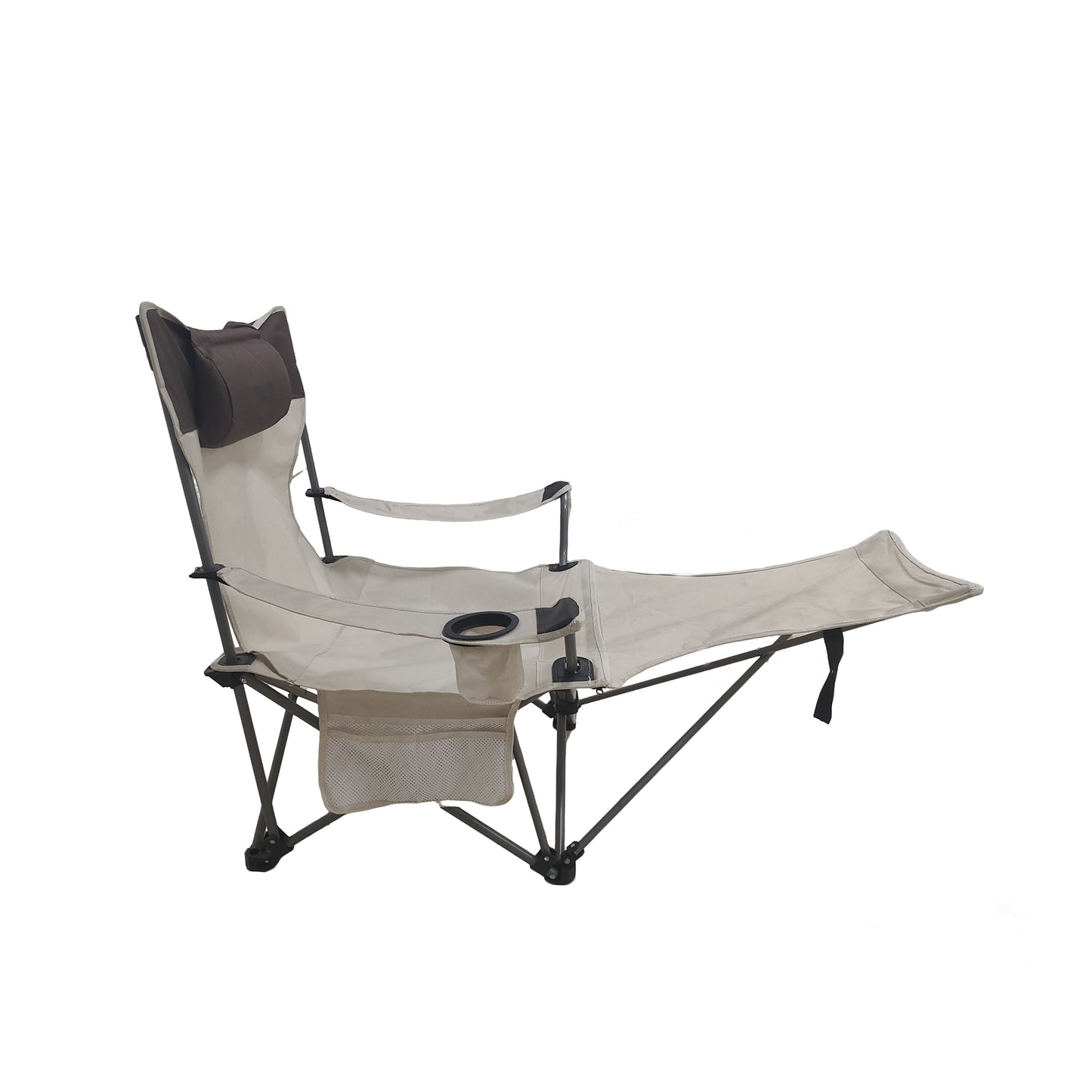 2PCS Outdoor Camping Chairs Folding/Portable/Adjustable reclining chair(Three-level adjustment), Side Pockets & Cup Holder,Carry Bag,Beige image 11