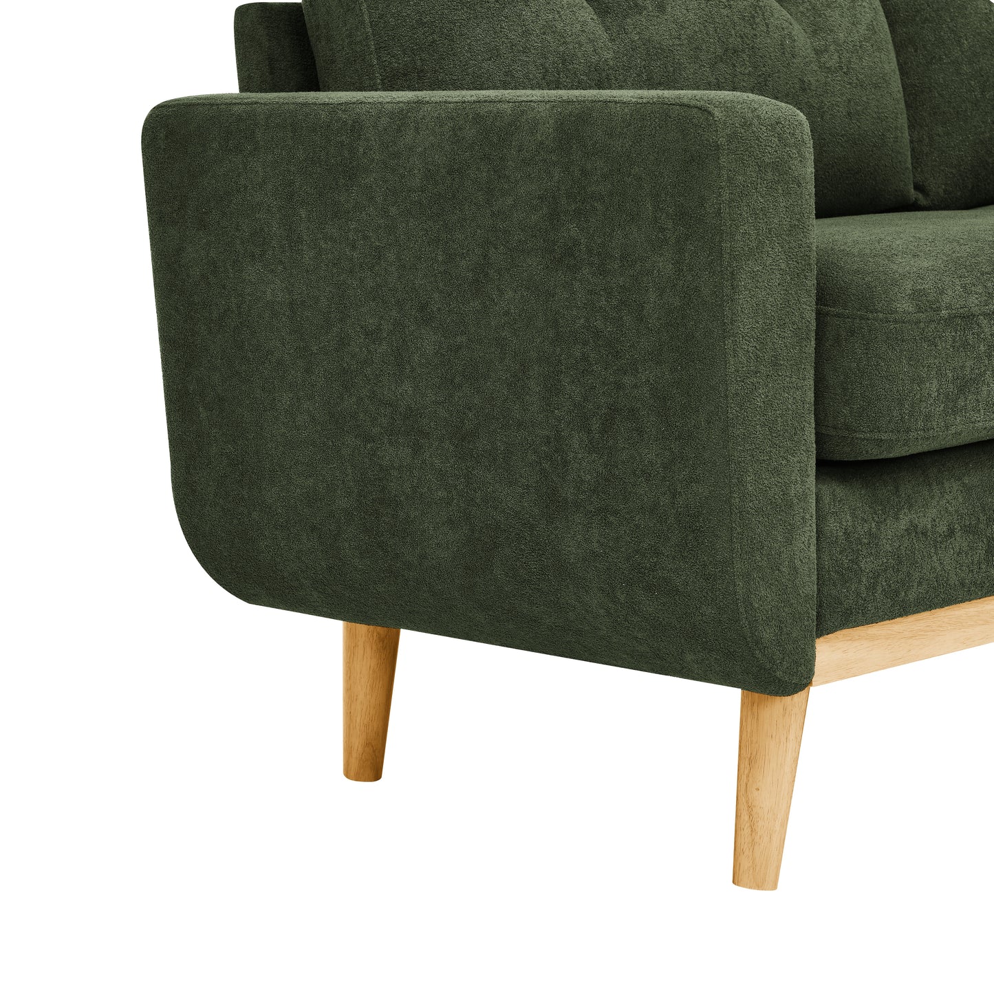67.7" Wide Mid-Century Modern Upholstered Tufted Loveseat Sofa With Wooden Legs image 3
