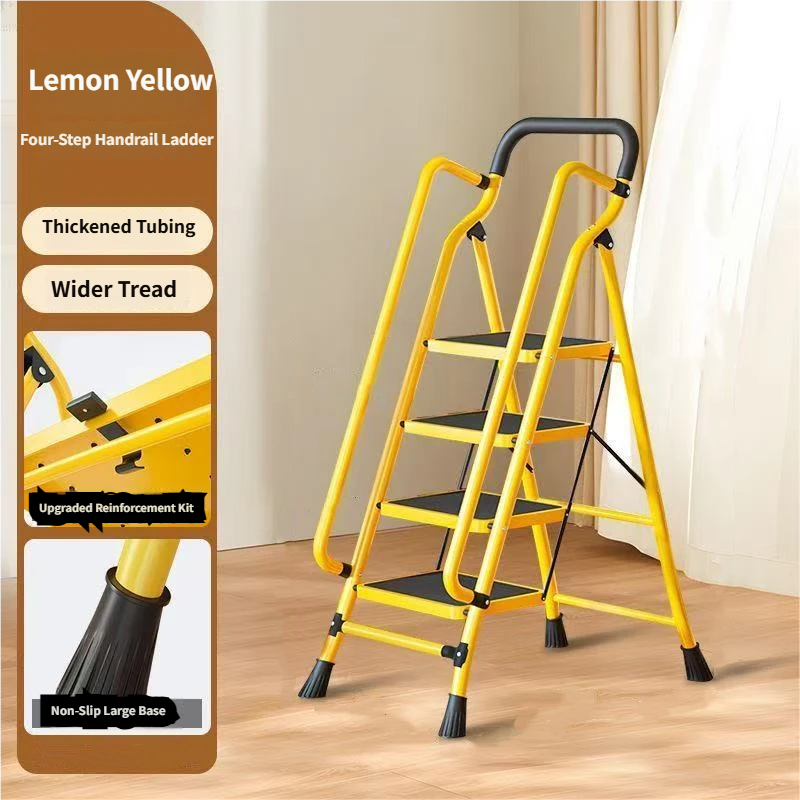 4 Step Ladder with Handrails, Folding Step Stool with Anti-Slip Wide Pedals image 4