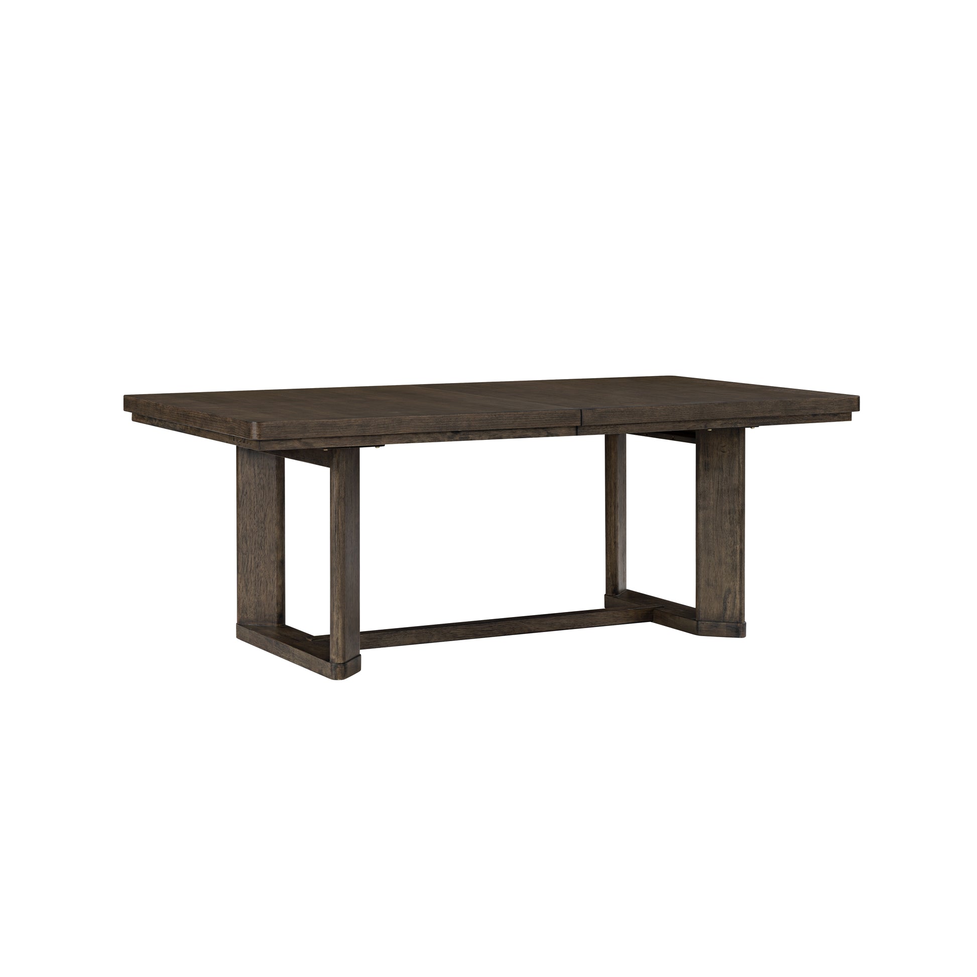 Dark Oak Trestle Dining Table with Leaf image 1