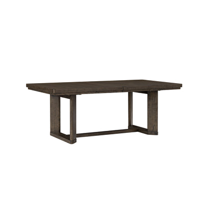 Dark Oak Trestle Dining Table with Leaf image 1
