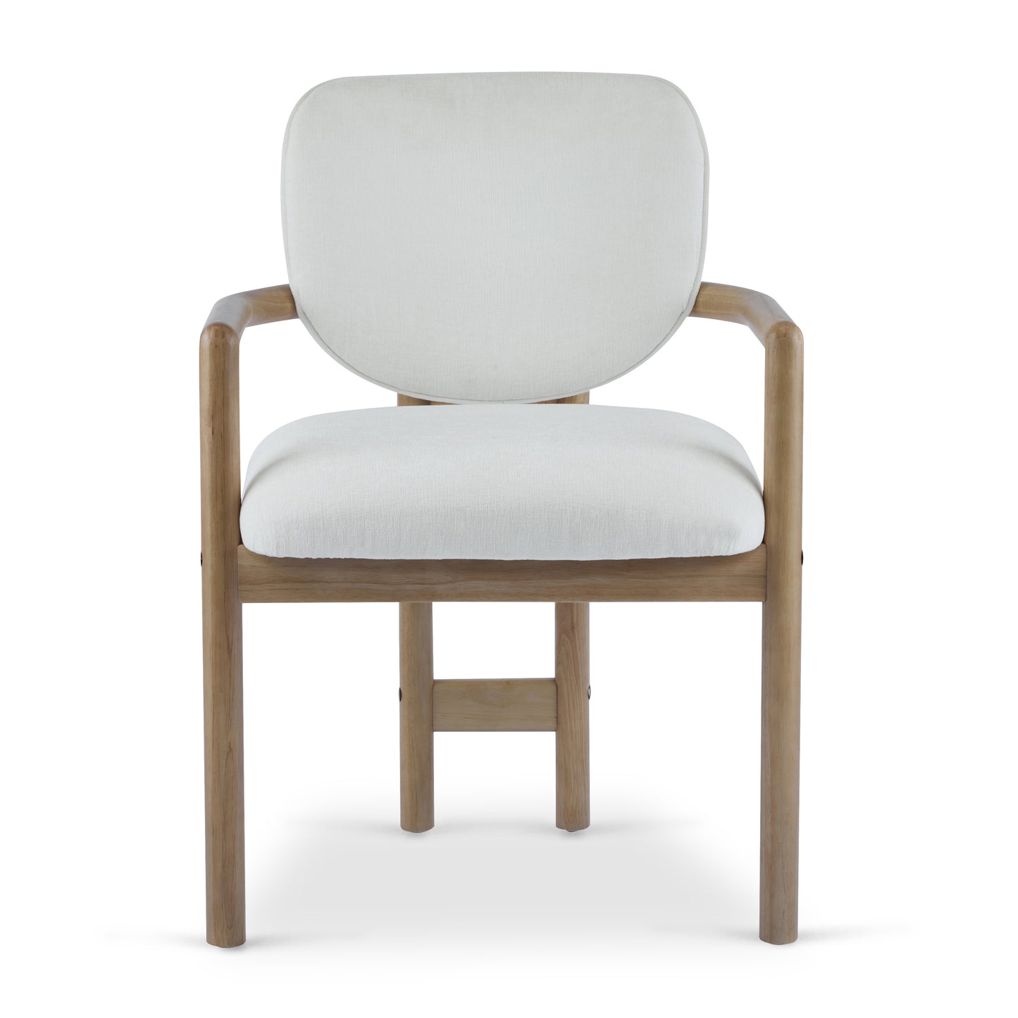 Dining Chairs Set of 2 Upholstered Arm Chairs, Rubber Wood Accent Chairs White Fabric Seating, 300 LBS Weight Capacity image 6