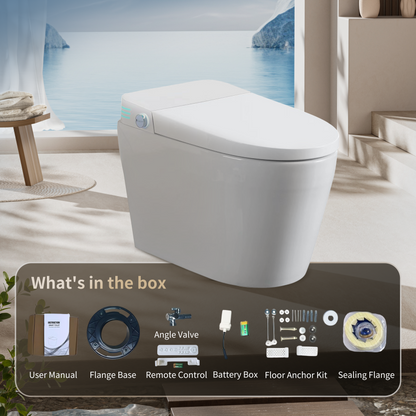 Tankless Smart Toilet With Bidet Built In, One-piece Bidet Toilet Seat, Auto Flush, Auto Open/Close,Heated Seat, Warm Water and Dry, Adjustable Temp,Remote Control Side Know image 3