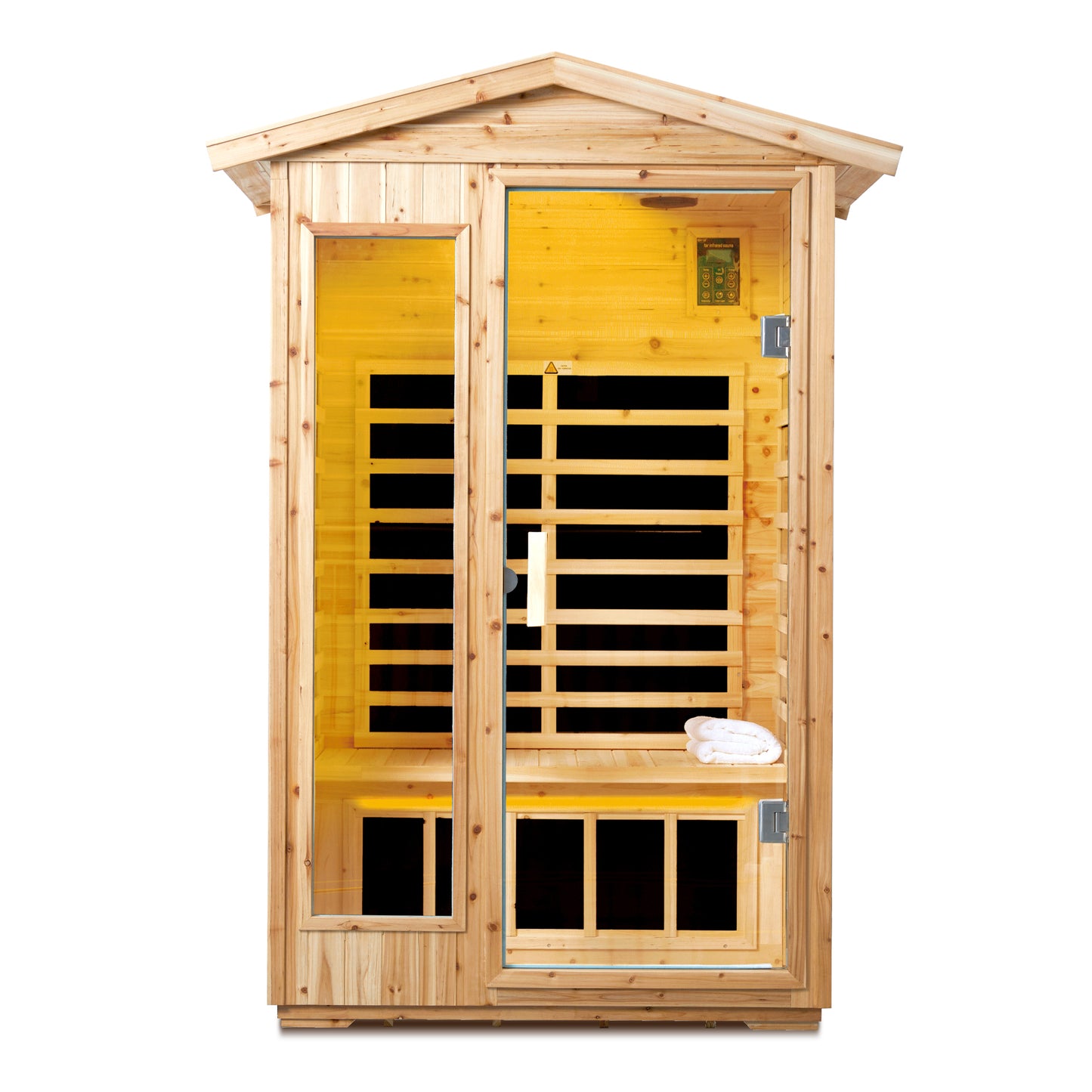 Two person Far infrared old fir outdoor sauna room image 3