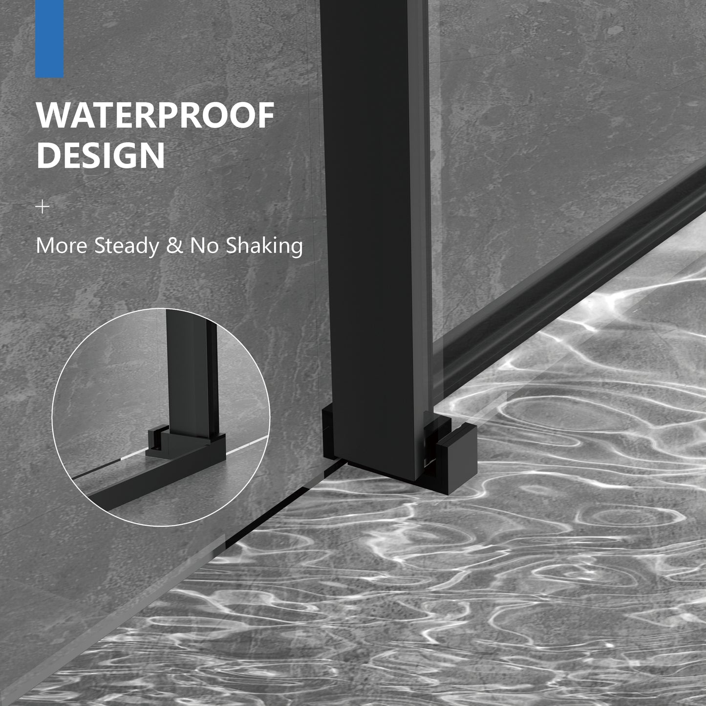 56-60" W × 72" H Frameless Sliding Shower Door,Waterproof Glass Shower Door with Upper Soft Closing System, 5/16" (8mm) Tempered Glass,Double Side Easy Clean Coat,Matte Black image 10