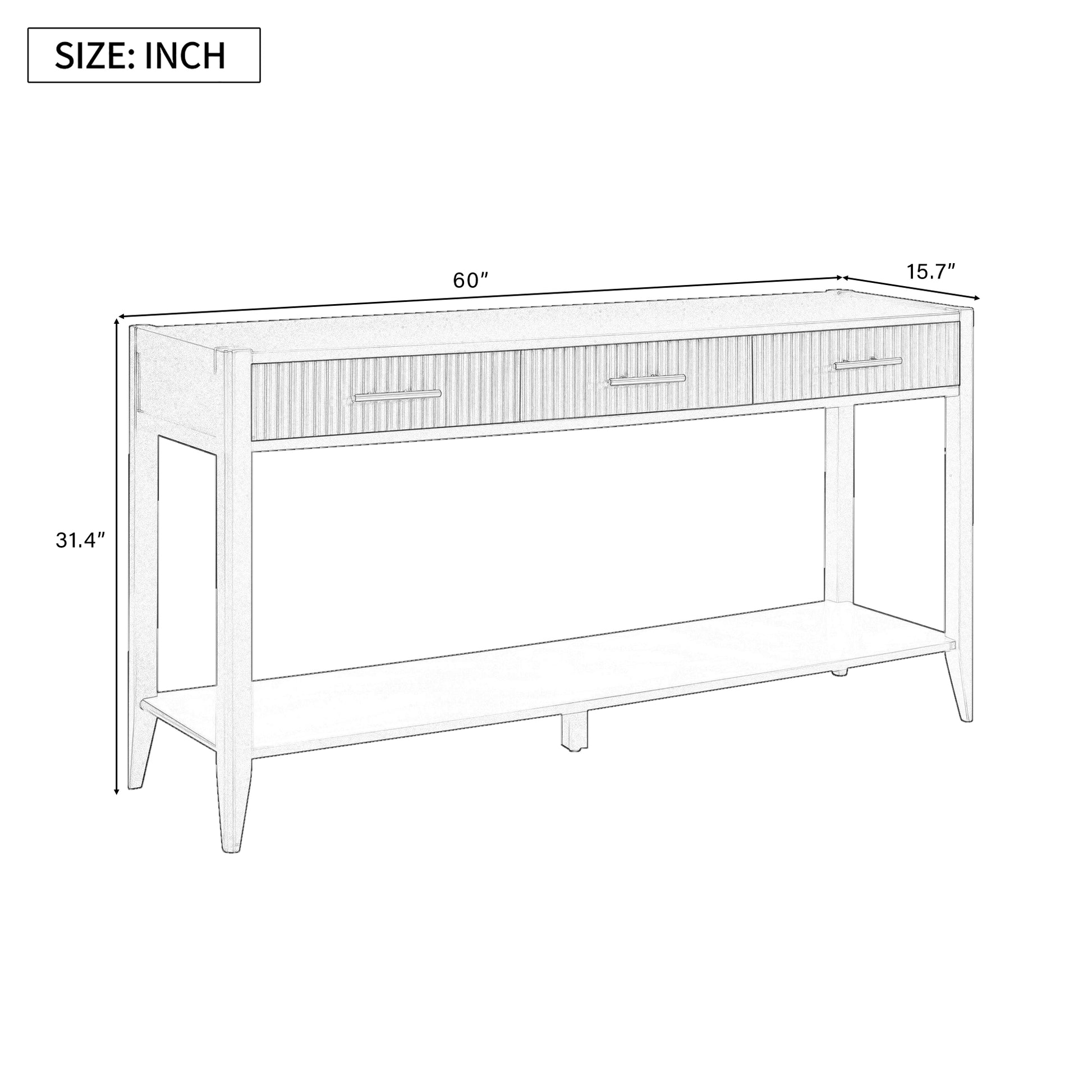 U_STYLE 60" Painted Console Table with 3 Drawers,Wooden Entryway Table with Storage Shelf, Farmhouse Sofa Table for Living Room, Hallway,Entryway, Foyer, Corridor(Beige) image 9