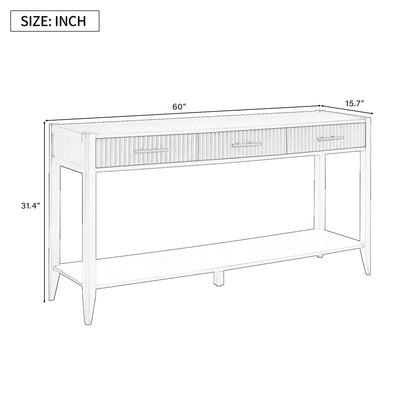 U_STYLE 60" Painted Console Table with 3 Drawers,Wooden Entryway Table with Storage Shelf, Farmhouse Sofa Table for Living Room, Hallway,Entryway, Foyer, Corridor(Beige) image 9