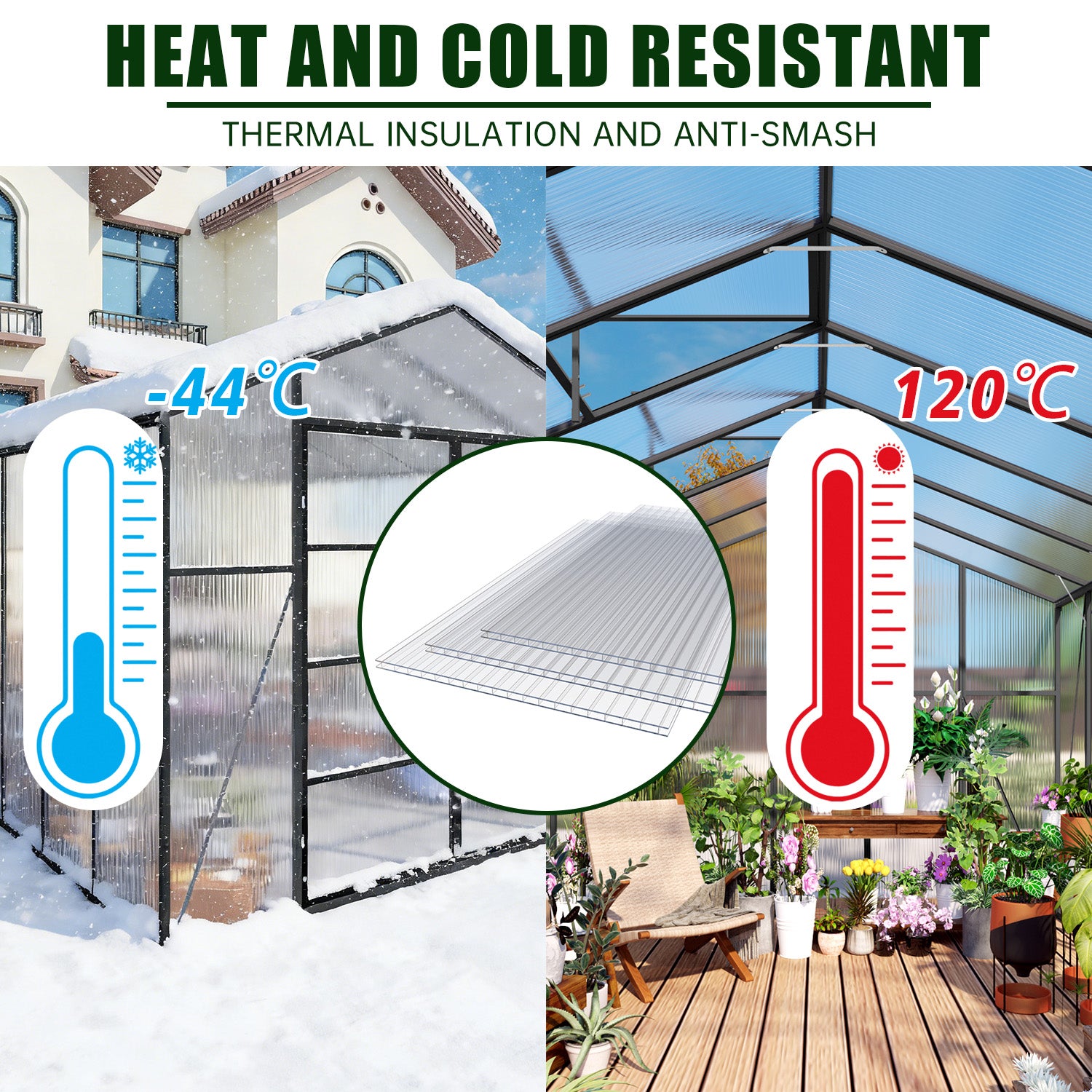 10 Pack Twin-Wall Polycarbonate Sheets 4' x 2' x 0.16" UV Protected Greenhouse Panels, Shatterproof & Insulated Roofing Sheets for Greenhouse, Patio Cover, Garden Shed and DIY Projects image 8