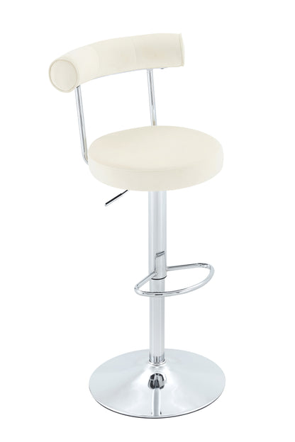 Soft Velvet Upholstered Swivel Adjustable Bar Chair with Chrome Silver Legs - Dining Room Living Room Bar Cafe Reception Desk Bar Stool(Off White, Set of 2) image 7