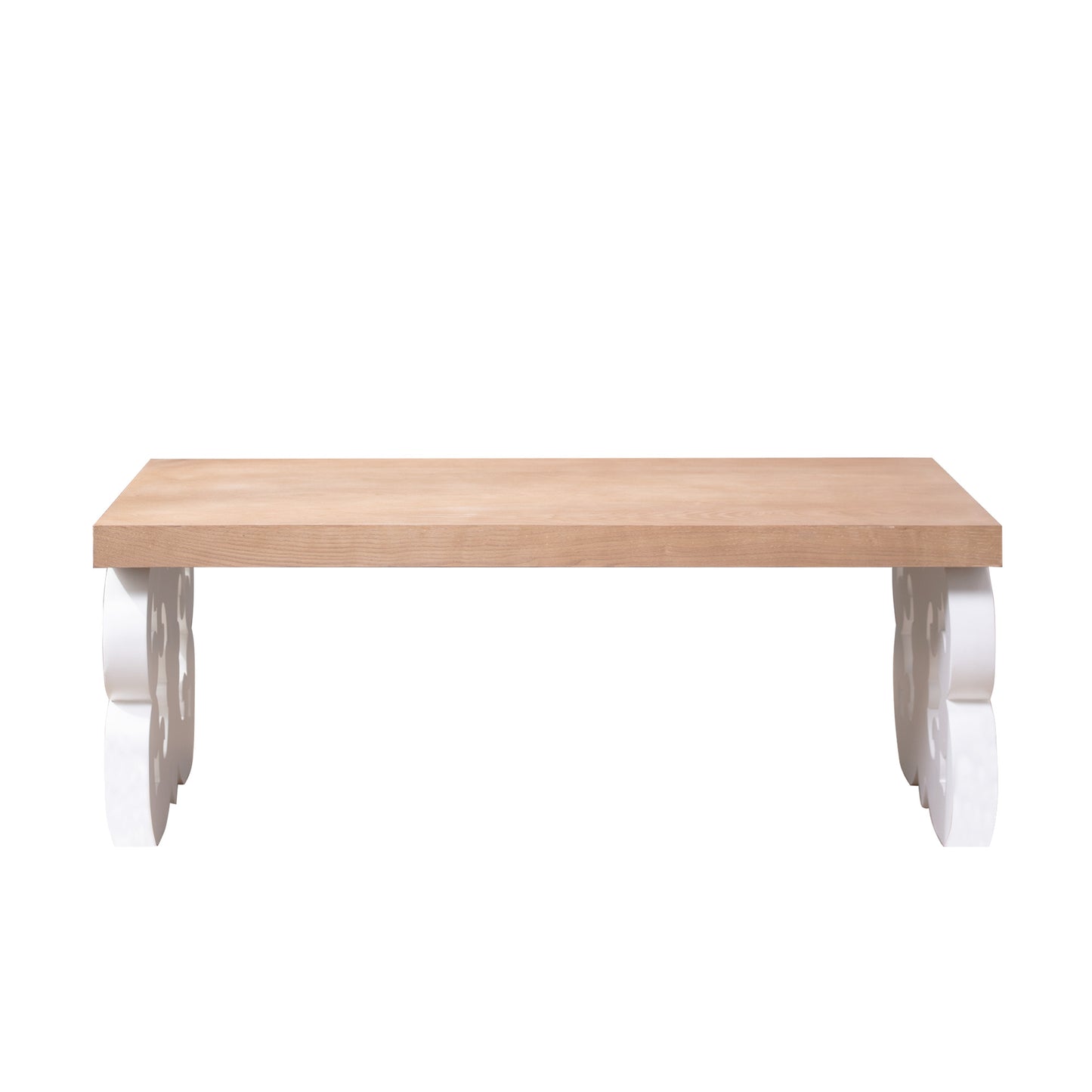Ornate Wood Coffee Table – 47" Rectangular Farmhouse Style Table with White Carved Base and Natural Wood Top – Living Room Accent Table – Elegant Centerpiece for Modern or Traditional Decor image 3