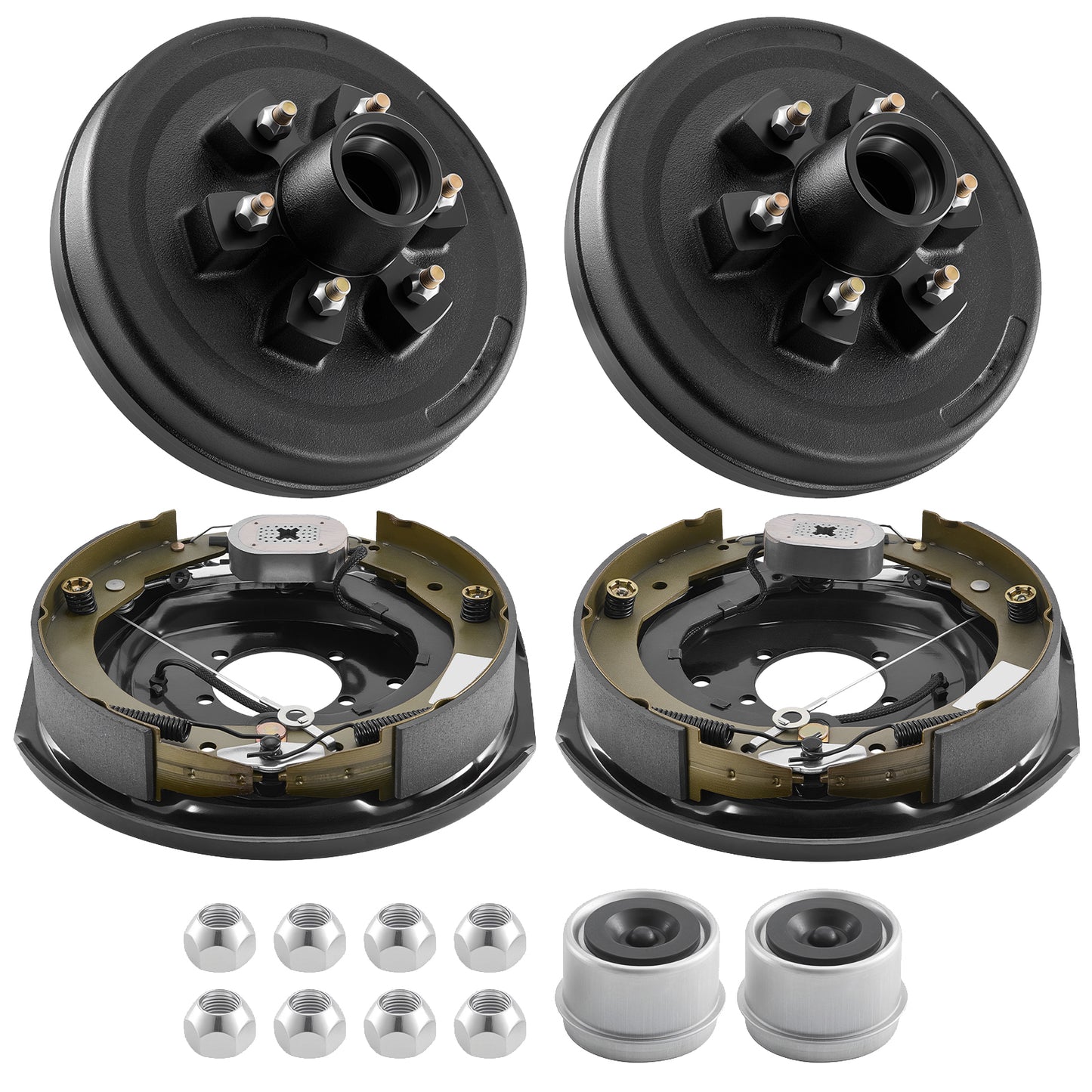 Electric Trailer Brake Assembly, 12 x 2 Inch, 1 Pair Self-Adjusting Electric Brakes Kit for 6000 lbs Trailer Axle, Backing Plates for Braking System Part Replacement, Fit for Trailers, RVs image 1