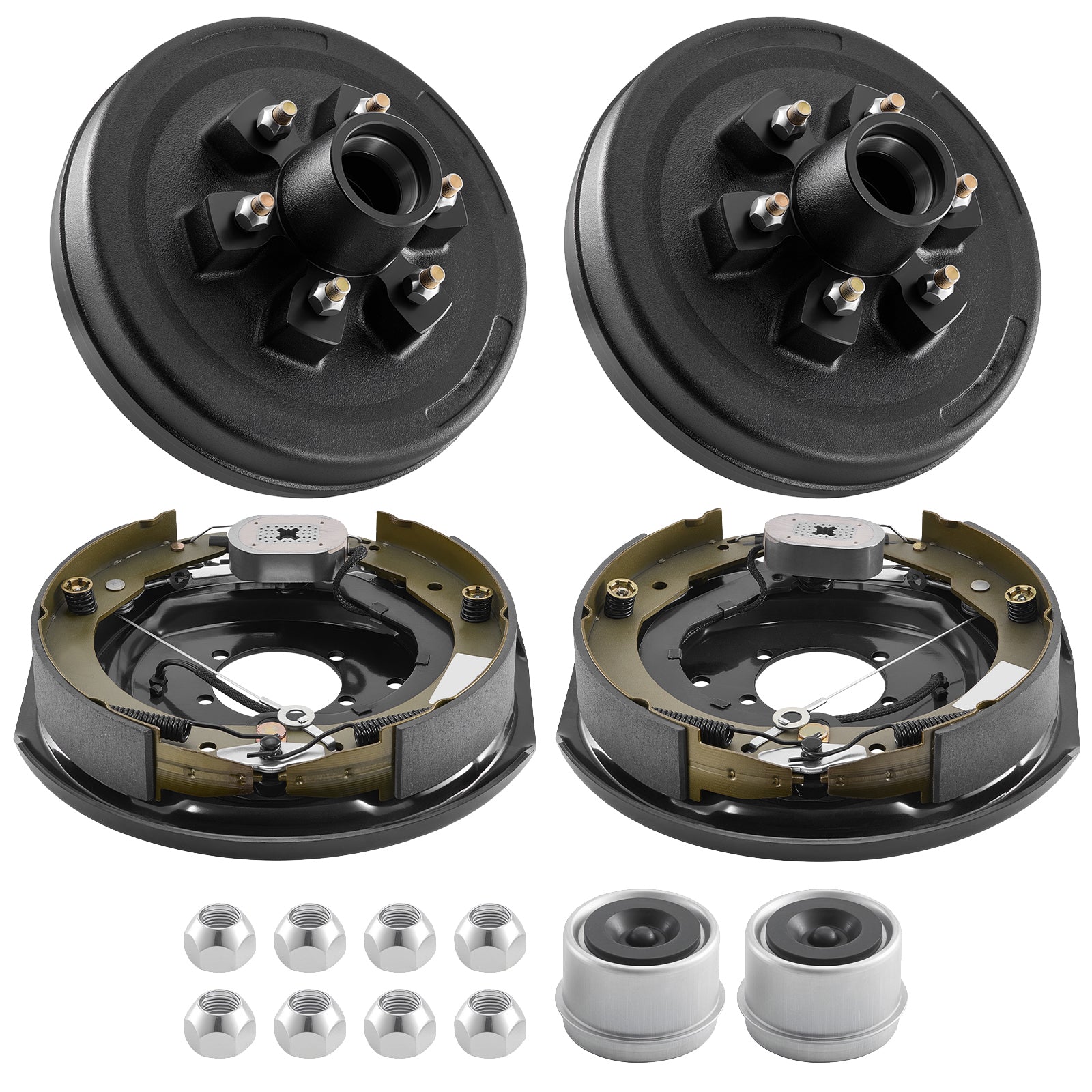 Electric Trailer Brake Assembly, 12 x 2 Inch, 1 Pair Self-Adjusting Electric Brakes Kit for 6000 lbs Trailer Axle, Backing Plates for Braking System Part Replacement, Fit for Trailers, RVs image 1