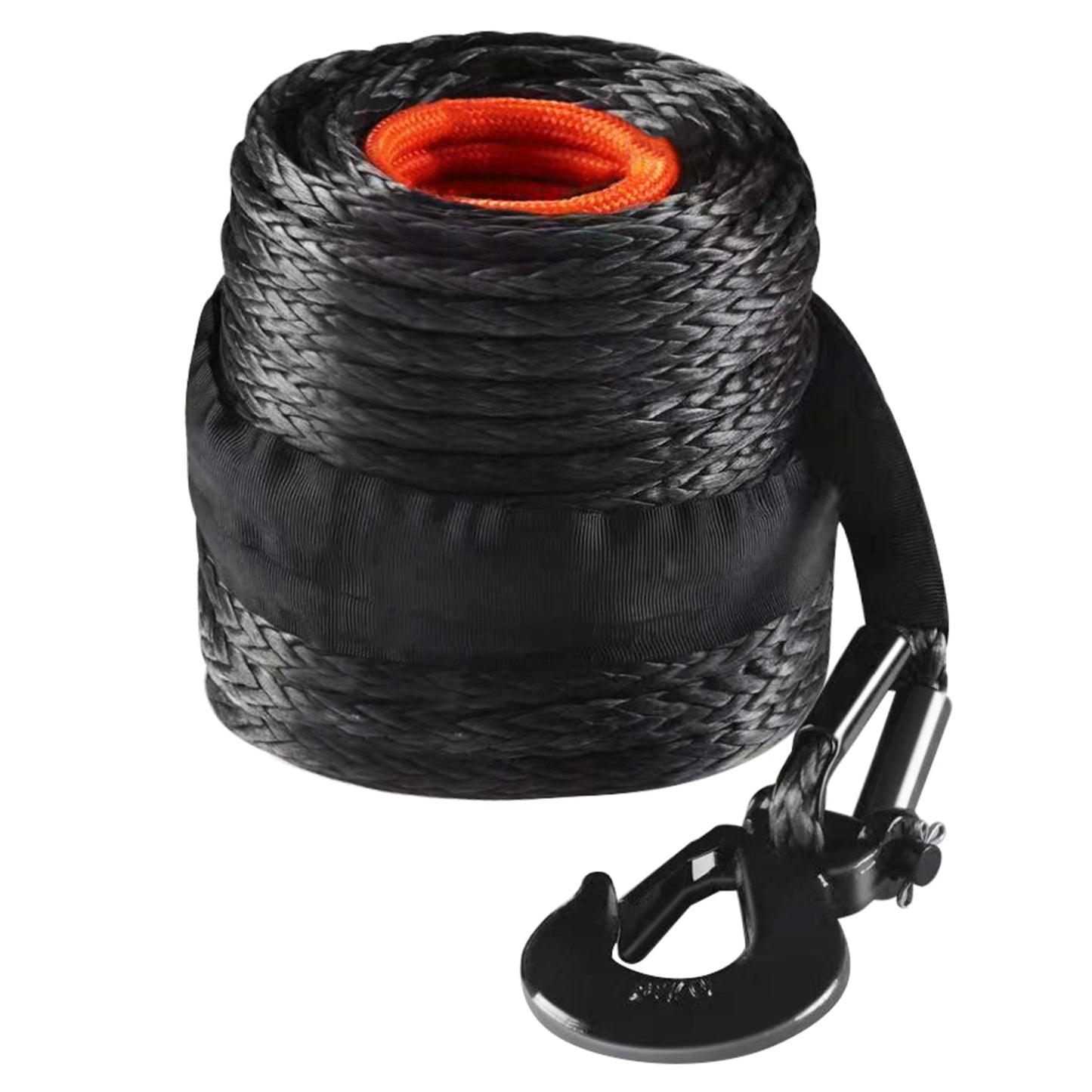 Synthetic Winch Rope, 1/2 Inch x 92 Feet 32,000 lbs Synthetic Winch Line Cable Rope with Protective Sleeve + Forged Winch Hook + Pull Strap, Universal Fit for SUV, Large Off-Road Vehicle, Truck image 4