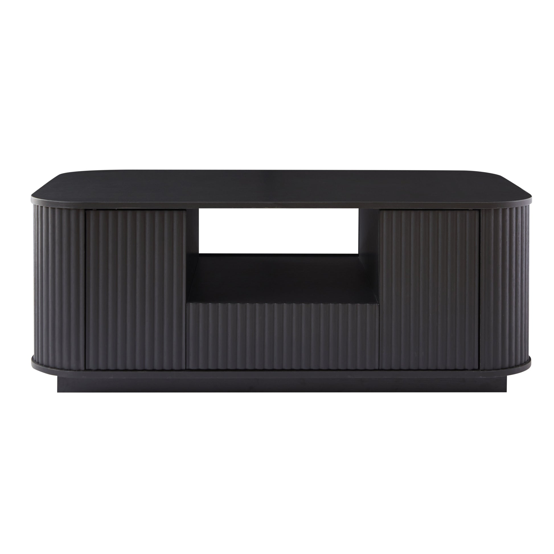 46.5"modern luxury oval coffee table with drawers and storage compartments, curved contour design, living room center coffee table, suitable for living rooms and offices, Black, 46.5"L*27.2"W*17.7"H image 6