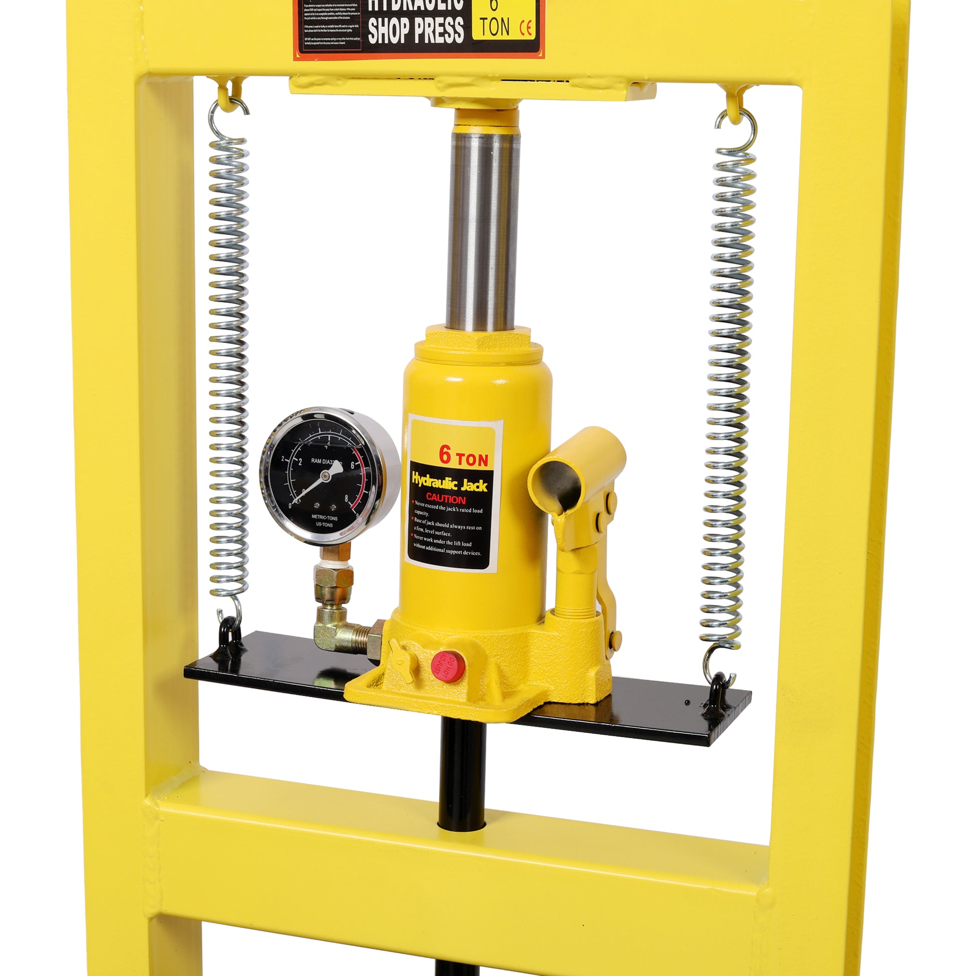 6Ton Bottle Jack Shop Press with Gauge, Bend, Straighten, or Press Parts, Install Bearings, U-Joints, Bushings, Ball Joints, and Pulleys,Yellow image 9