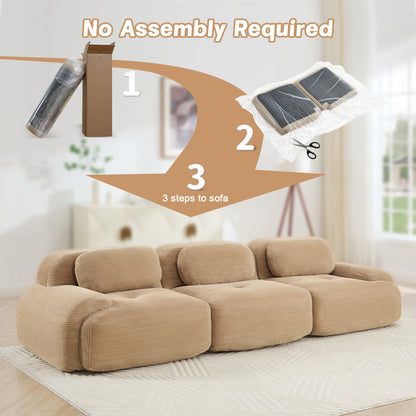 3-seat sofa premiumCorduroy Fabric fabric modular multi-combination anti-slip design no assembly curved armrests ergonomic support high-resilience sponge for living rooms bedrooms,Camel image 11