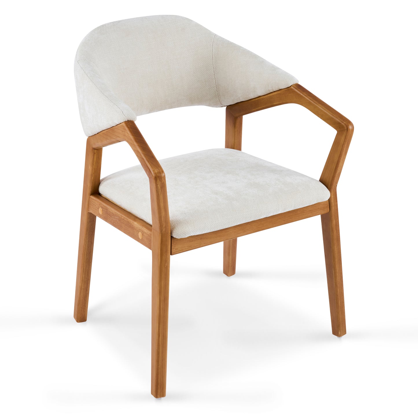 Indoor Dining Chair Set of 2, Beige Chenille Upholstered Armchair with Sturdy Frame, 300lbs Capacity, Ergonomic Curved Backrest image 7