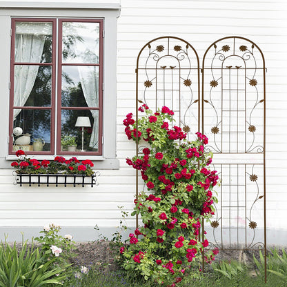 2 Pack Metal Garden Trellis 86.7" x 19.7" Rustproof Trellis for Climbing Plants Outdoor Flower Support Brown image 9