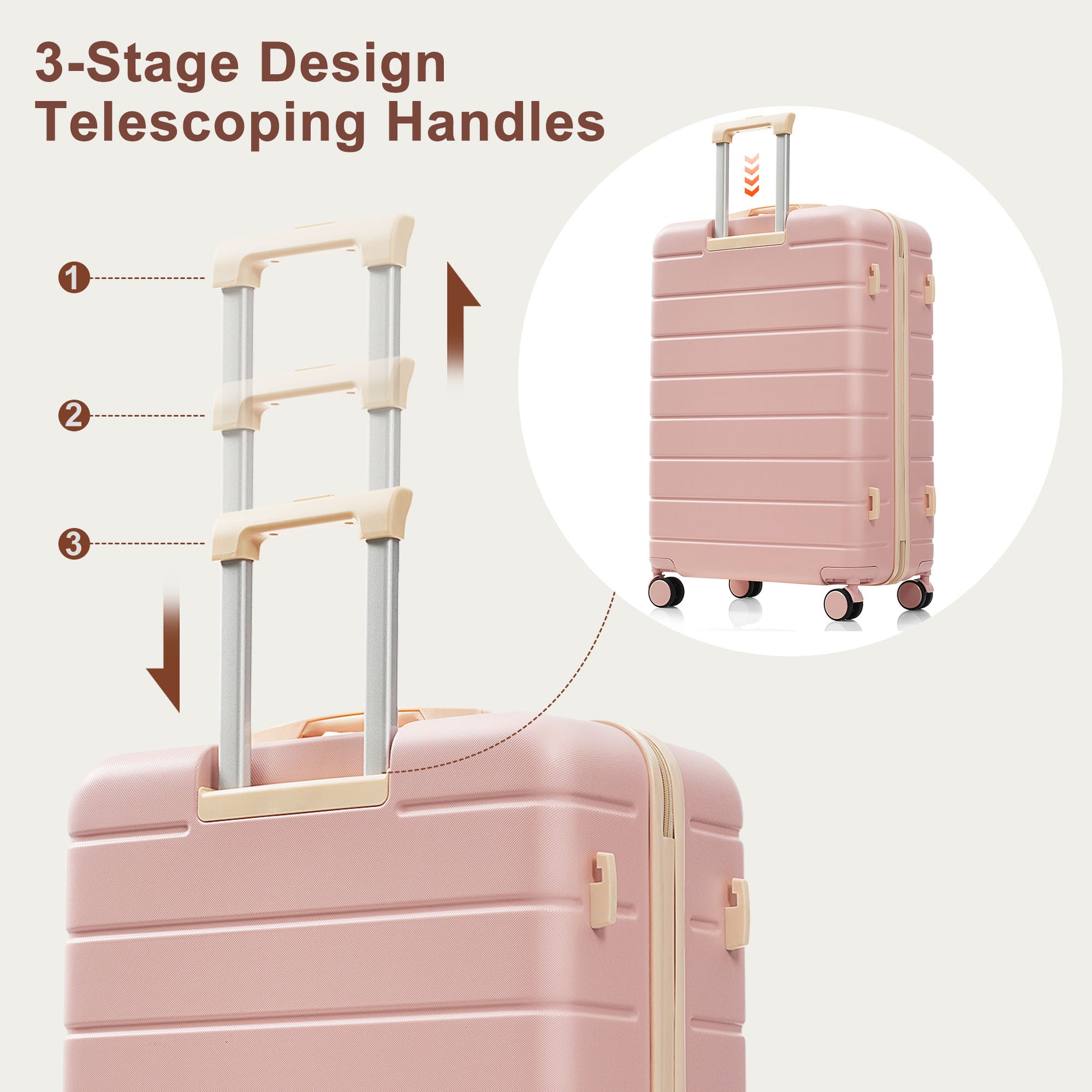 Travelpro Max 6-Piece Hardside Luggage Set with TSA Lock, 14/20/24/28 Inch Spinner Suitcase Set with Expandable Travel Duffel Bag & Waterproof Toiletry Kit, Adjustable Handle (pink) image 3