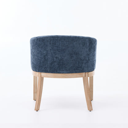 Mid Century Modern Upholstered Barrel Dining Chairs with Arms,Farmhouse Chenille Kitchen & Dining Room Chairs with Natural Hardwood Frame, 19" W Accent Chairs for Living Room,Single Pack,Blue,SW1891BL image 7