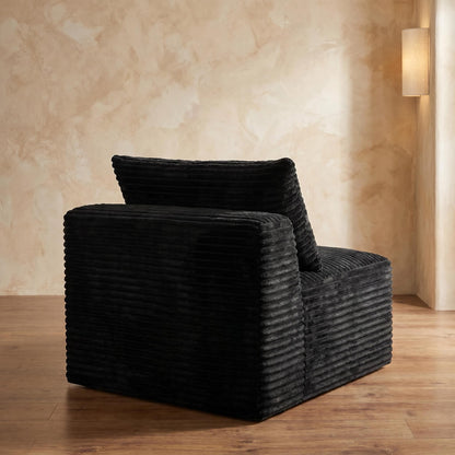 Black Corduroy Modular Compression Sofa, Legless Floor-Hugging Armless Accent Chair for Living Room Bedroom image 5