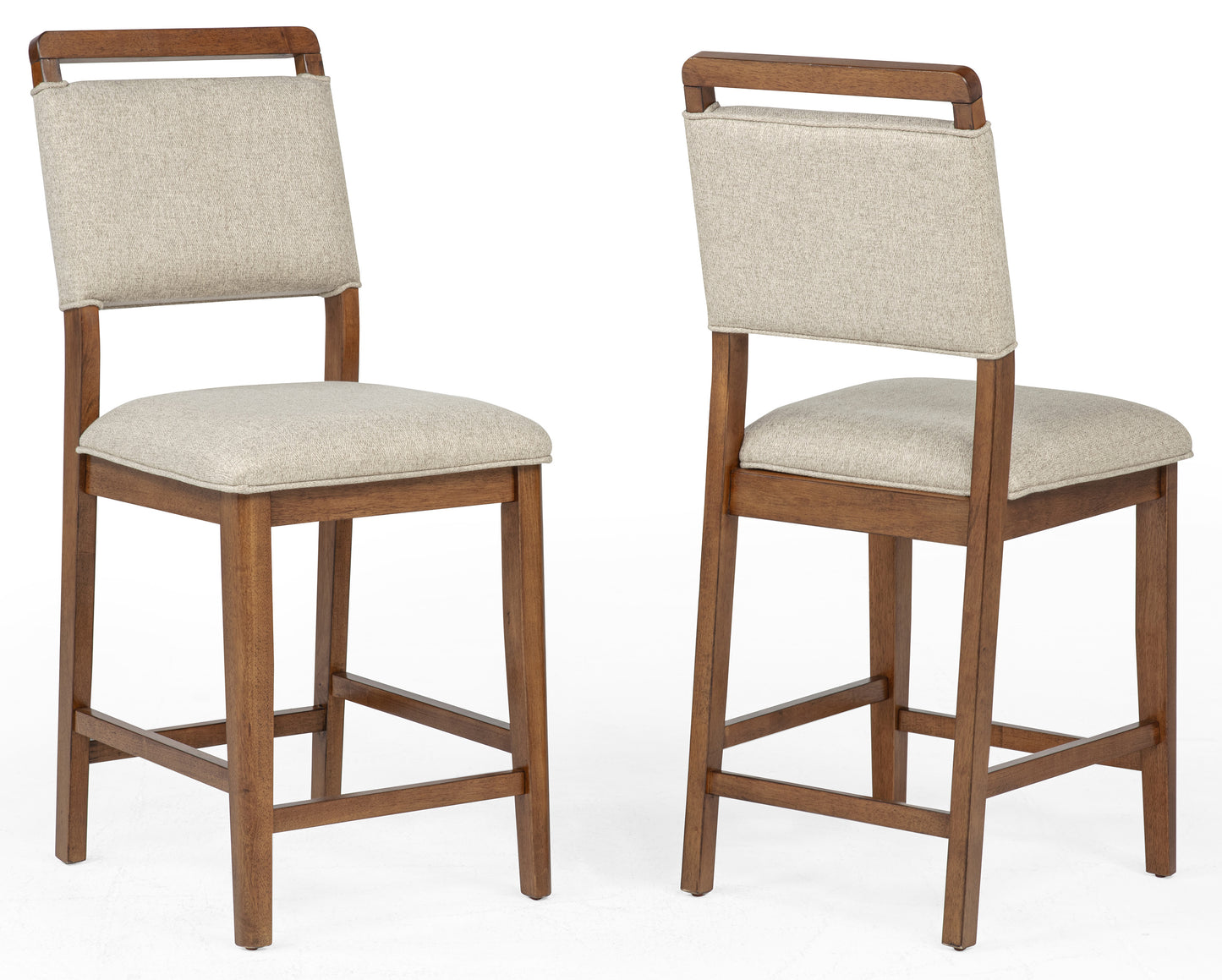 2pc Counter Height Chair Stool Fabric Upholstered with Plush Rich Wood Brown Finish Wood Frame Dining Room Wooden Furniture image 1