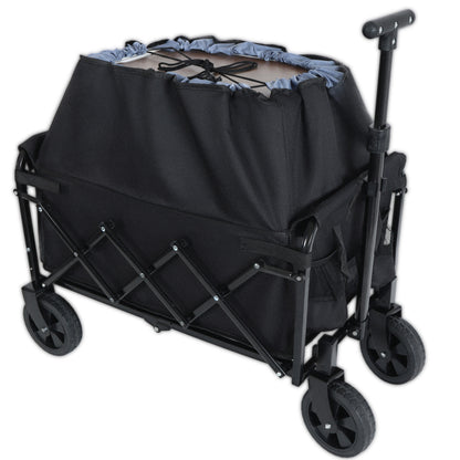 Expandable Dual-Layer Utility Wagon with 100% Extra Space - 225lbs Grocery Cart for Camping, Shopping, Sports, Gardening, Fishing, Black image 11