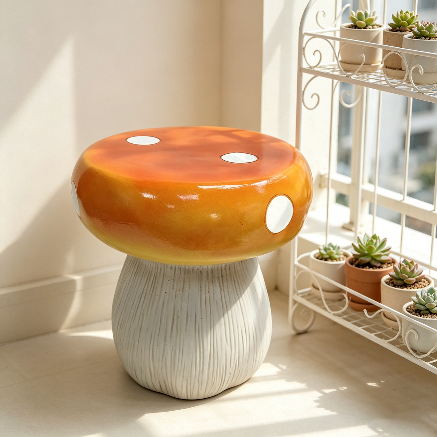 Mushroom Model Statue Stool, Outdoor Garden Resin Stool, 13.8-inch Oversized Forest Base Mushroom Model Stool, Courtyard Lawn Courtyard Summer Decoration Indoor Stool, Multi-purpose And Innovative Gar image 2