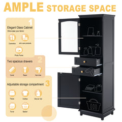 63" Tall Bathroom Storage Cabinet with Glass Doors - Perfect for Display