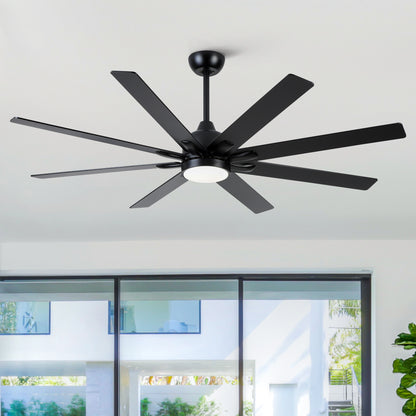 72 In. Indoor Modern Black Ceiling Fans with Integrated LED Lighting with Remote Control image 1