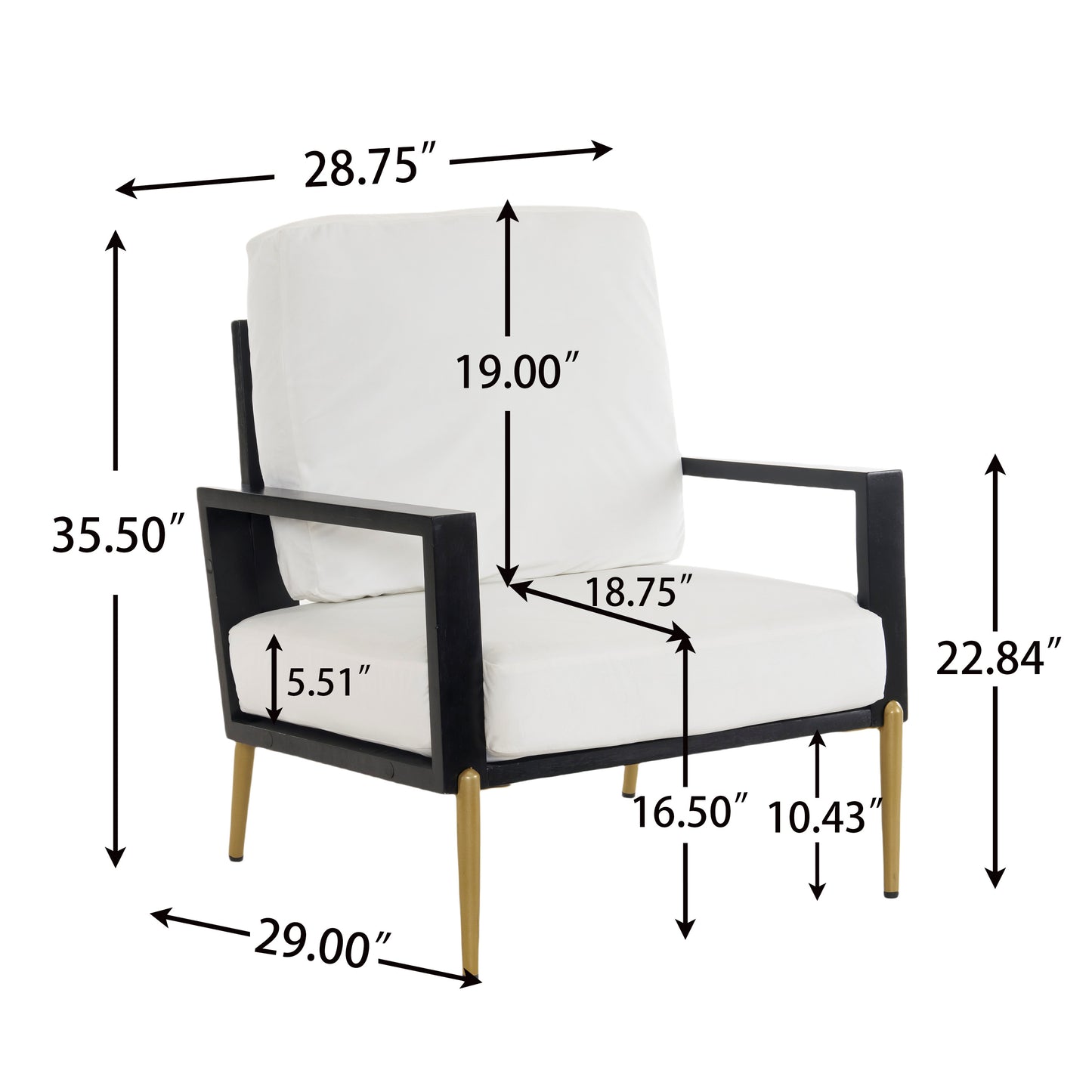Upholstered Accent Chair, Velvet Lounge Arm Chair with Solid Wood Frame, Living Room Chairs with Metal Legs for Reading Chair for Balcony, Living Room and Bedroom, White image 6