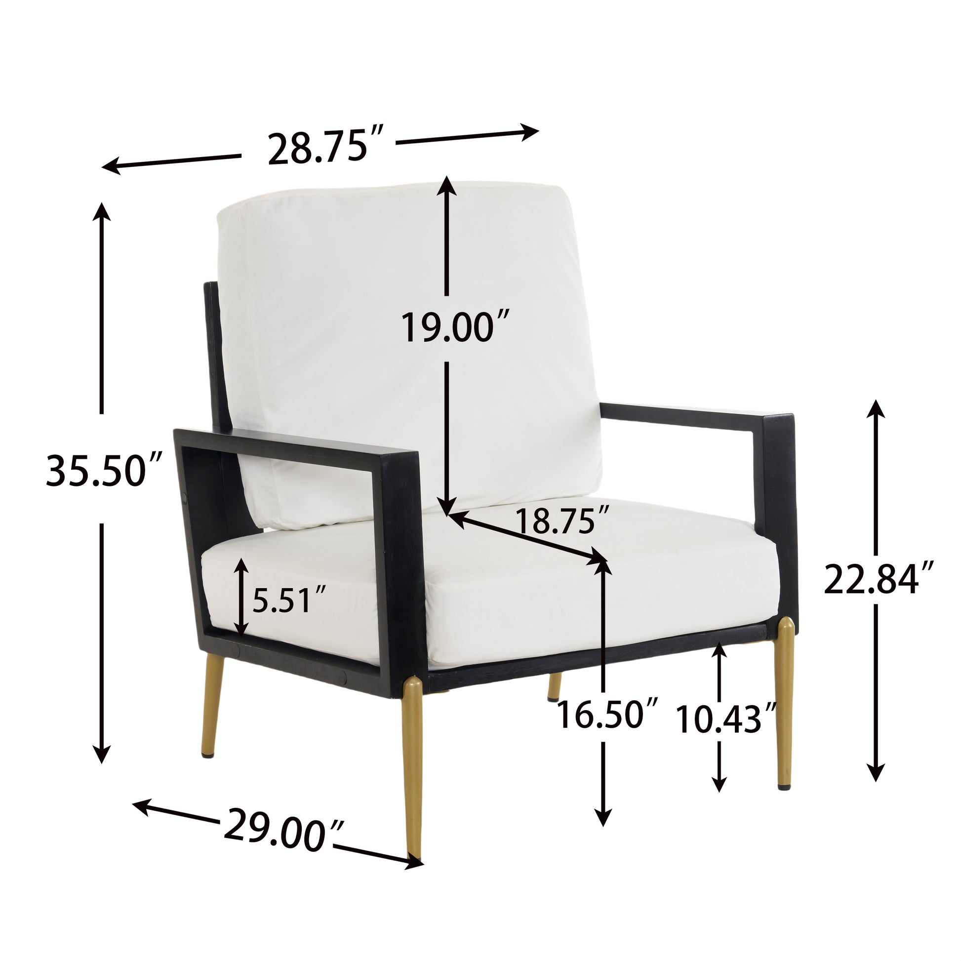 Upholstered Accent Chair, Velvet Lounge Arm Chair with Solid Wood Frame, Living Room Chairs with Metal Legs for Reading Chair for Balcony, Living Room and Bedroom, White image 6