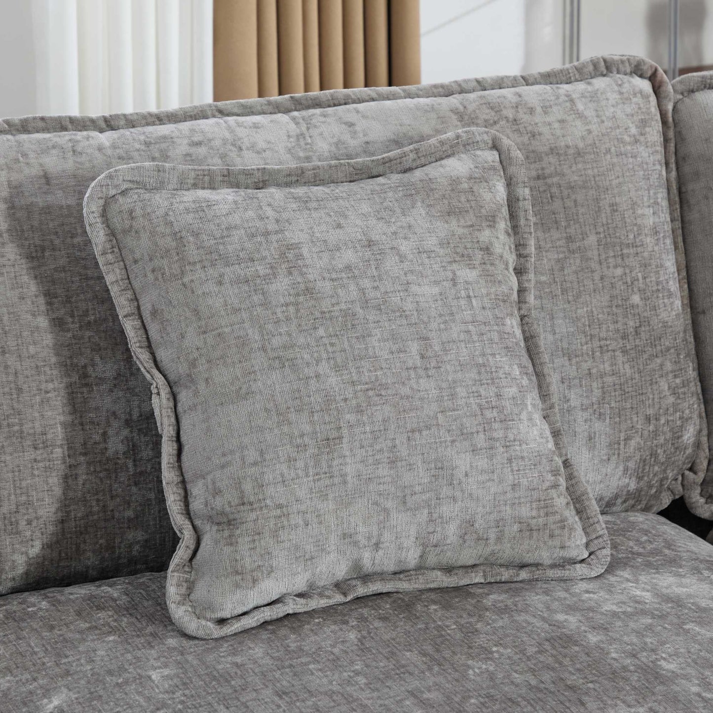 Cloud Sofa one Seat (Armrests are not included), Modern Sectional Couch, for Living Room Bedroom and Apartment, Comfy Double Layer Upholstered Seat Cushion, Breathable Chenille Fabric, Gray,SW501BGY image 3